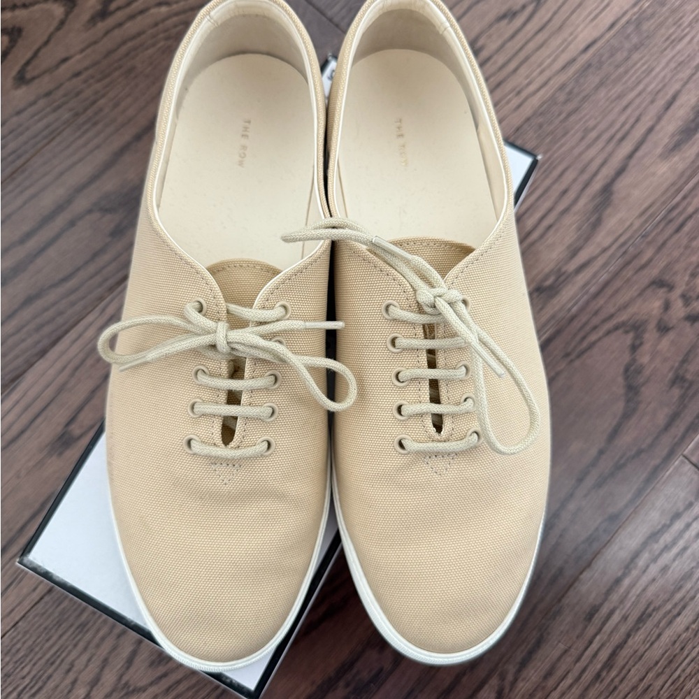 The Row Tan Canvas Sneakers